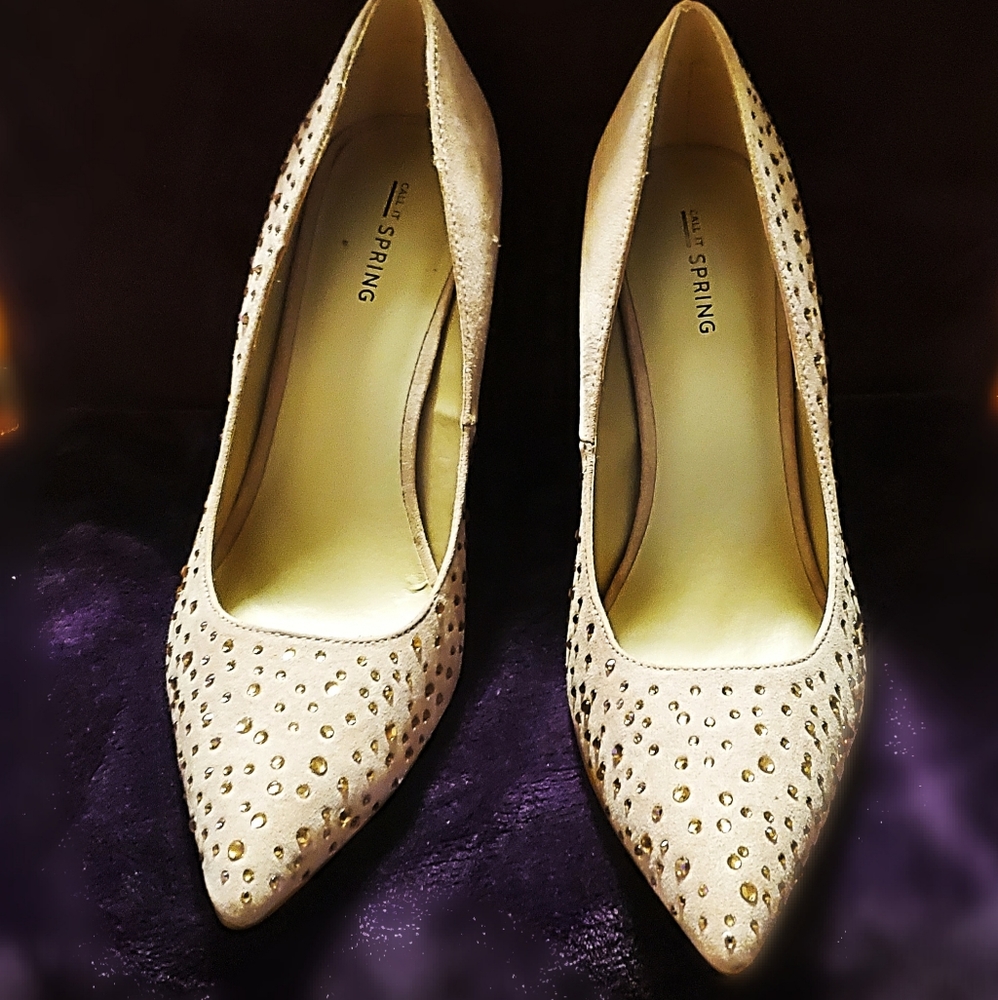 Aldo Rhinestone Suede Heel